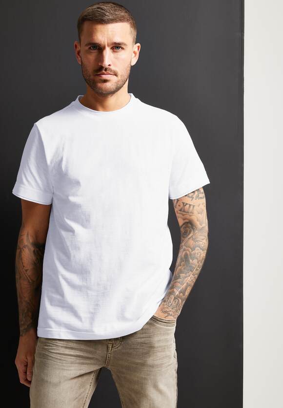 T-Shirt - ONE Herren ONE Online-Shop STREET | in White Unifarbe MEN STREET