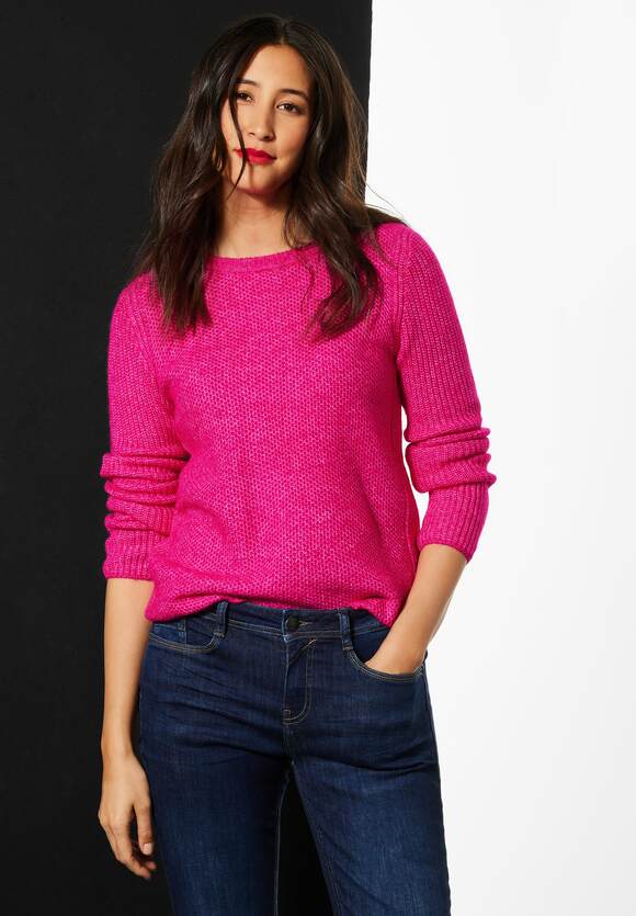 mit STREET STREET Melange Waffelstruktur Pink | ONE ONE - Online-Shop Damen Pullover Lavish