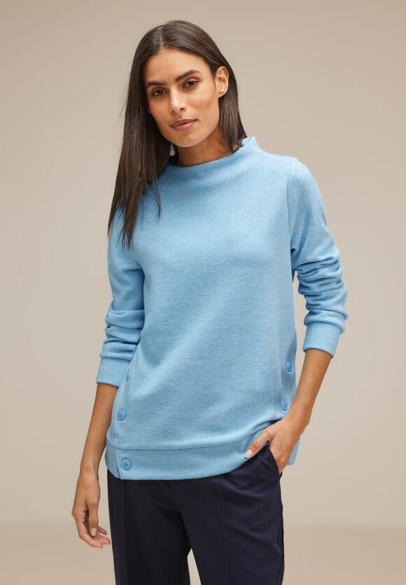 | Aquamarine Online-Shop Blue Damen Light ONE Shirt STREET Mel. STREET Knopfdetail mit - Cosy ONE