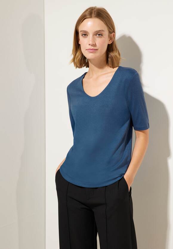 ONE ONE | STREET Damen Basic Style Online-Shop - STREET - Kurzarmshirt Palmira Dahlia Blue