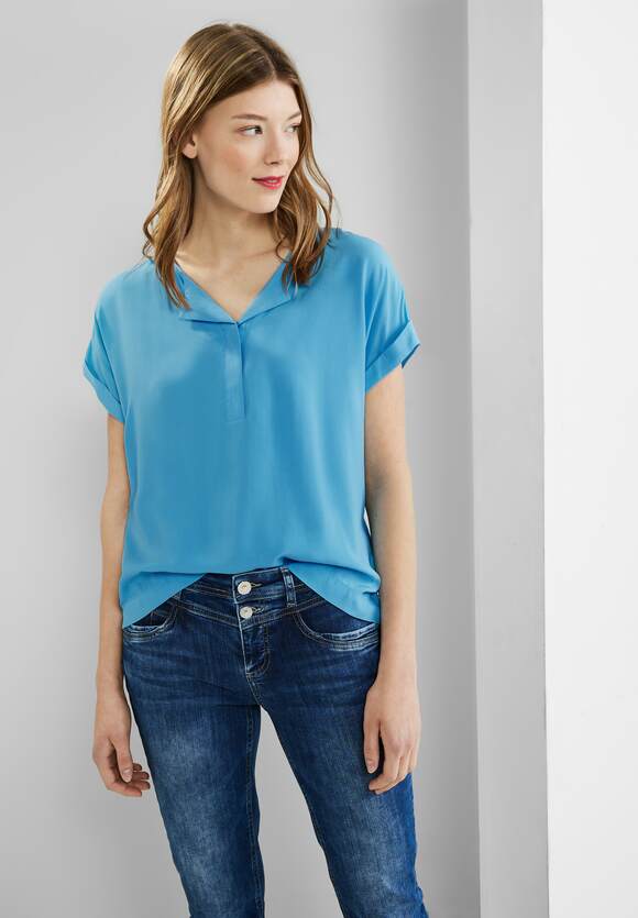 STREET ONE Bluse mit Klappenkragen Damen - Splash Blue | STREET ONE  Online-Shop