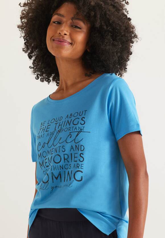 STREET ONE Shirt mit Multicolor Wording Damen - Splash Blue | STREET ONE  Online-Shop