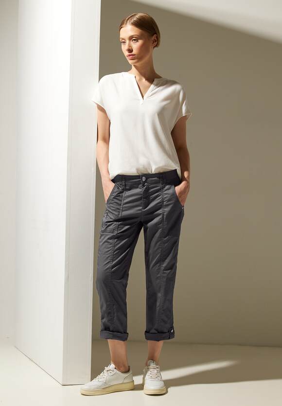 STREET ONE Casual Fit Turn-Up Style - Damen Online-Shop | Grey - ONE STREET Yulius Pure Hose