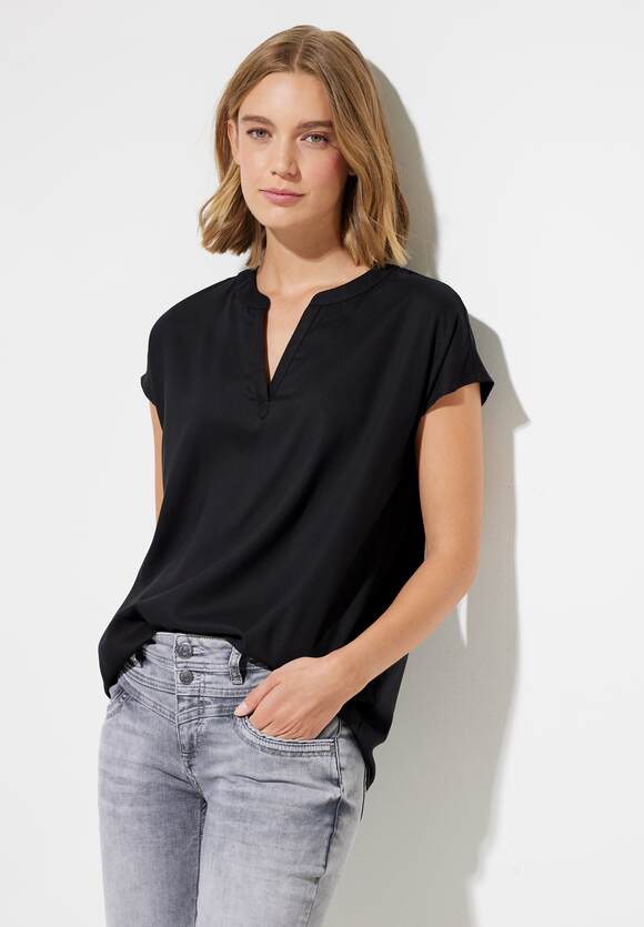 Long Black Viskose Blusenshirt Damen Online-Shop | STREET STREET ONE ONE -