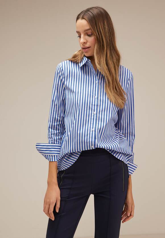 | STREET ONE Damen Hemdbluse - STREET Gentle Blue Intense Online-Shop Fresh ONE Streifen