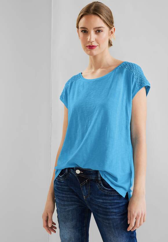 STREET ONE Shirt mit Online-Shop ONE Damen Spitzeneinsatz - STREET | Blue Splash