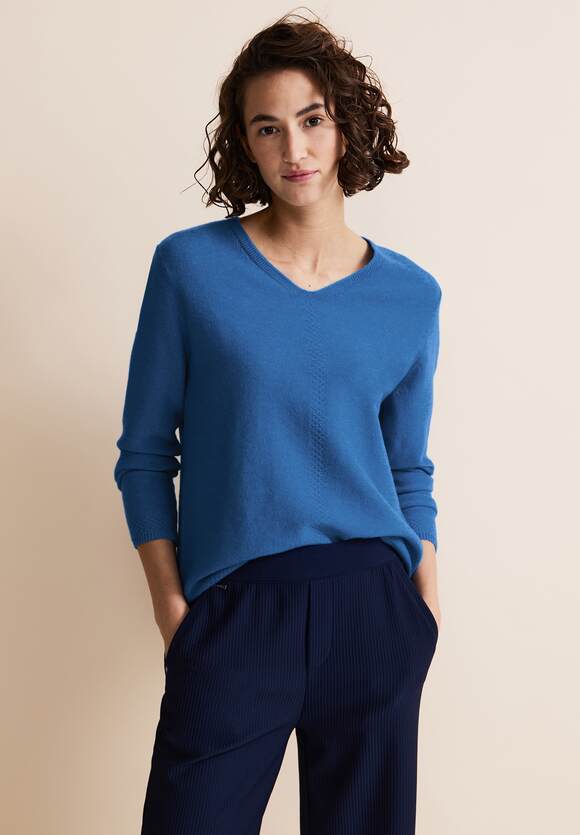 ONE Damen Melange Gentle ONE | STREET Online-Shop STREET Pullover Blue Intense - Basic