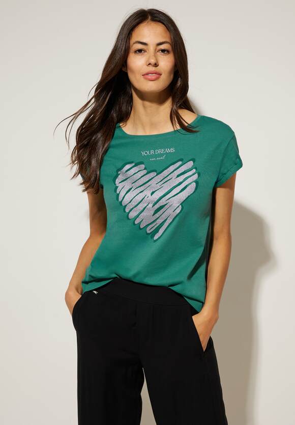 STREET ONE Shirt mit Schimmerprint - Green ONE Lagoon Damen Online-Shop STREET 