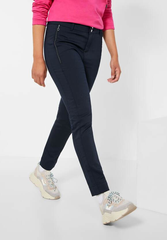 STREET ONE Slim Fit Style Hose | Unifarbe STREET Damen York Online-Shop - - Blue Mighty in ONE