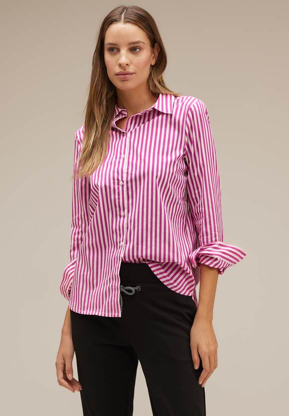 STREET ONE ONE Hemdbluse - Pink Cozy | Damen STREET Streifen Bright Online-Shop