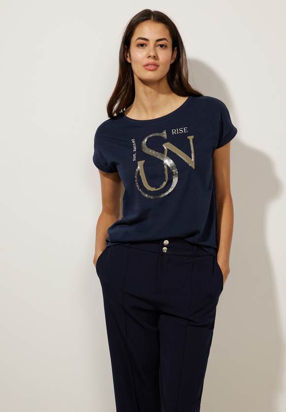 STREET ONE T-Shirt mit ONE STREET Damen - Blue | Online-Shop Pailletten Deep