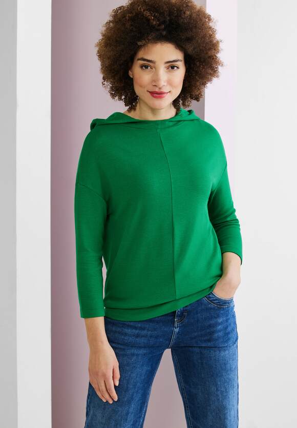 STREET ONE Hoodie Shirt mit Kapuze Damen - Brisk Green | STREET ONE  Online-Shop | Kapuzenshirts