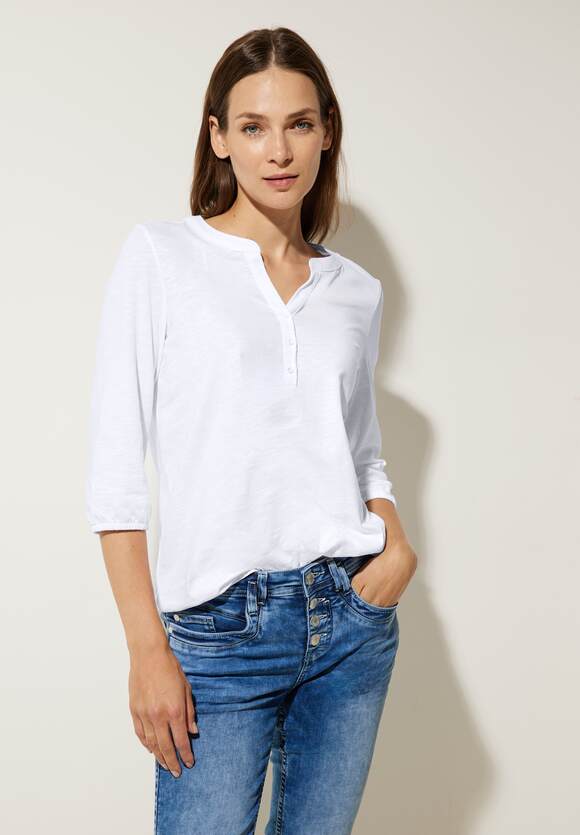 STREET ONE Jersey Shirt in Unifarbe Damen - White | STREET ONE Online-Shop