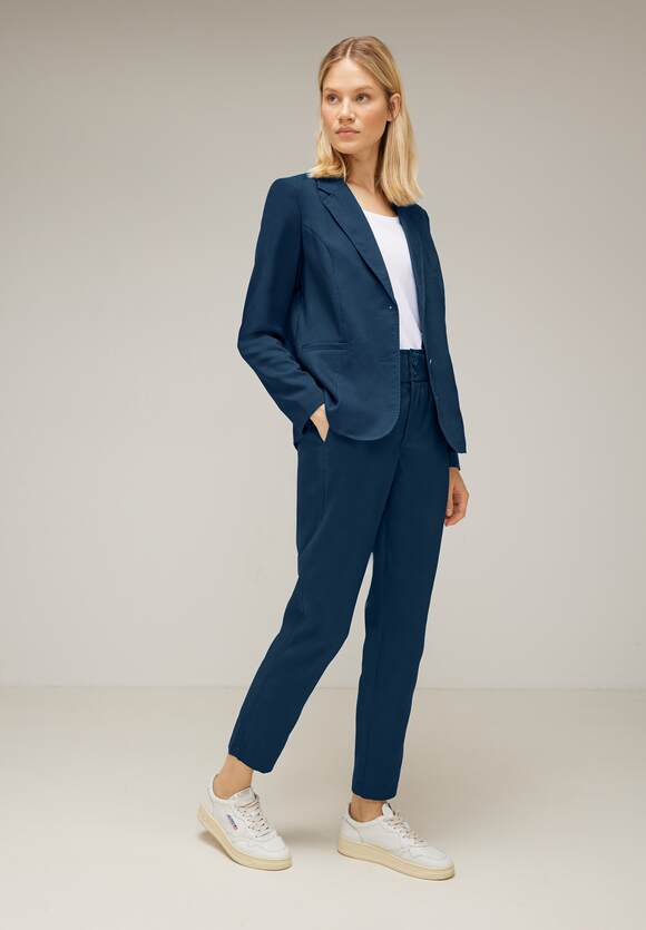 STREET ONE Twill Blazer in Unifarbe Damen - Style Hanni - Atlantic Blue | STREET  ONE Online-Shop | Longblazer