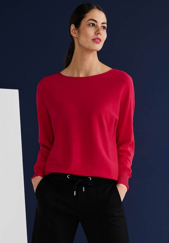 STREET ONE Pullover in Unifarbe Damen - Style Noreen - Fiesta Red | STREET  ONE Online-Shop