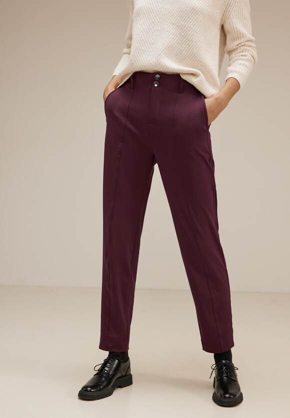 STREET ONE Casual Fit Chinohose Damen - Plummy Wine | STREET ONE Online-Shop