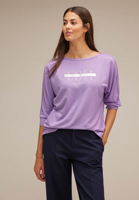 【Fachgeschäft】 STREET ONE Shirt mit Schimmer | - Online-Shop ONE Wording Soft Damen Pure Lilac Melange STREET