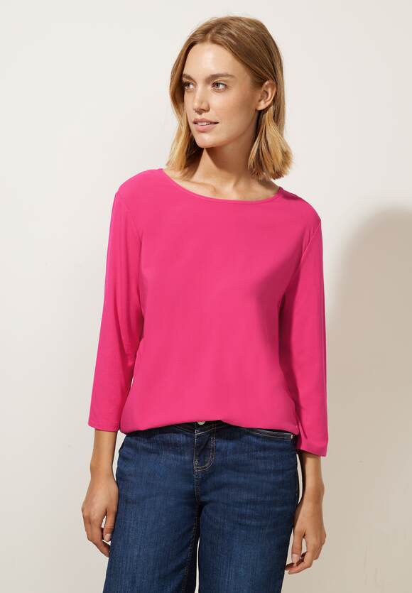 STREET ONE Materialmix Basic Shirt Damen - Coral Blossom | STREET ONE  Online-Shop