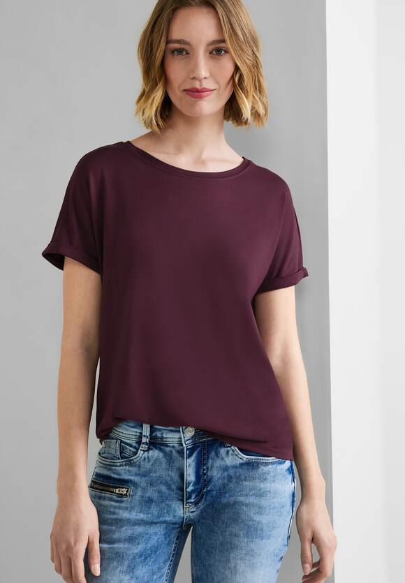 Crista - T-Shirt in | Berry Tamed Unifarbe - ONE Online-Shop STREET STREET ONE Style Damen