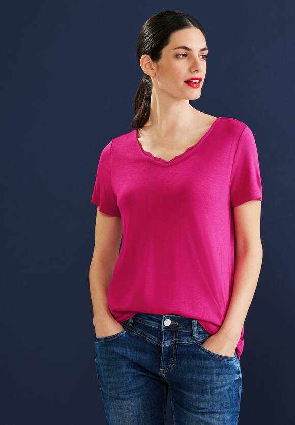 Spitze Damen Online-Shop ONE - Shirt ONE STREET Nu V-Neck Pink | STREET mit