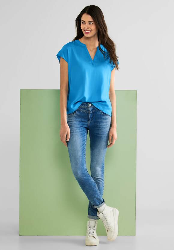 Damen STREET ONE Splash Online-Shop in STREET ONE Unifarbe Blue - | Blusenshirt