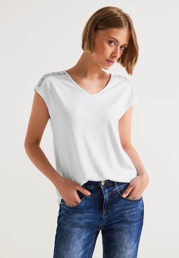 White ONE STREET Spitzenschultern | Online-Shop Damen STREET - mit Shirt ONE