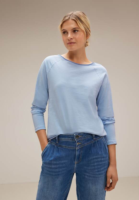 Style Online-Shop | Damen STREET STREET ONE Langarmshirt Basic - ONE Mina - Blue Mid Sunny