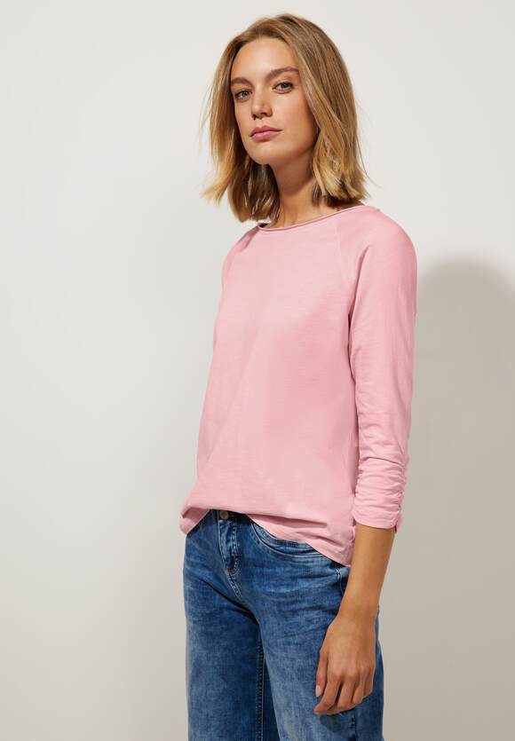 STREET ONE Shirt - gerafftem Soft STREET Rose ONE Online-Shop - | Legend Damen Arm Style Mina mit