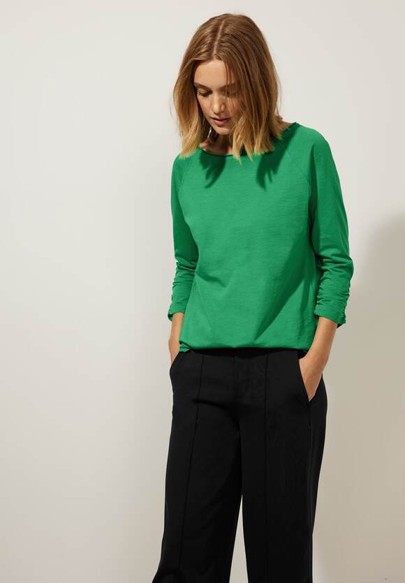 STREET ONE Shirt mit gerafftem Arm Damen - Style Mina - Fresh Gentle Green  | STREET ONE Online-Shop