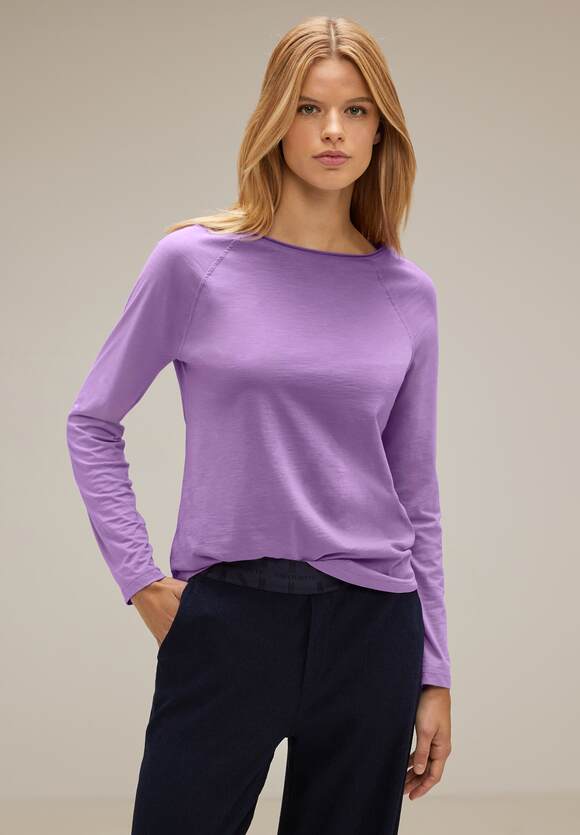 STREET ONE Basic Langarmshirt Damen - Lupine Lilac | Mina STREET - Style ONE Online-Shop