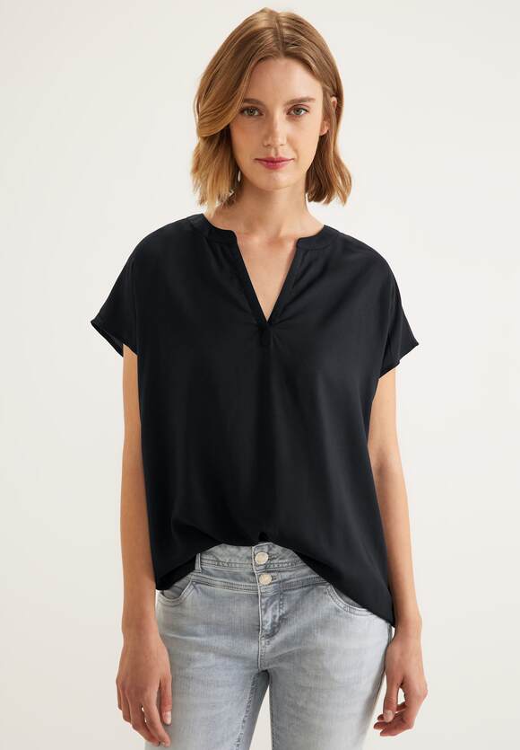 STREET ONE Blusenshirt in Unifarbe Damen - Black | STREET ONE Online-Shop
