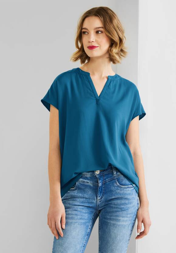 STREET ONE Blusenshirt in Unifarbe Damen - Deep Splash Blue | STREET ONE  Online-Shop | 