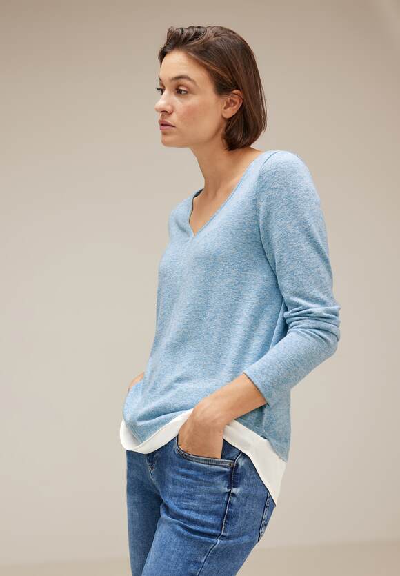 Cosy Look ONE in 2in1 STREET | STREET Aquamarine Light Mel. Shirt Online-Shop Blue - ONE Damen