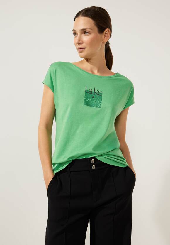 STREET ONE Basicshirt mit | Damen Green STREET - Gentle Wordingprint ONE Fresh Online-Shop