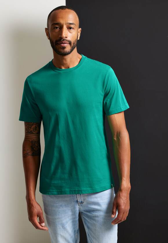 STREET ONE MEN Basic T-Shirt in Unifarbe Herren - Irish Green | STREET ONE  Online-Shop