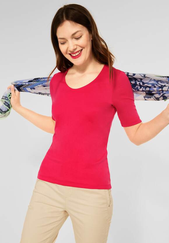 STREET ONE | Style Unifarbe T-Shirt - Intense STREET Palmira Coral Damen - in Online-Shop ONE
