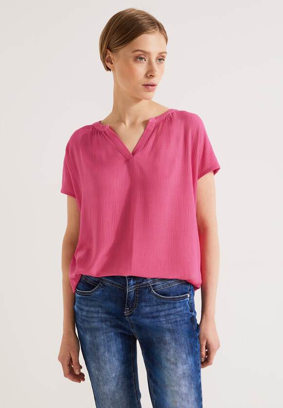 STREET ONE Materialmix Berry Damen - | ONE T-Shirt STREET Rose Online-Shop