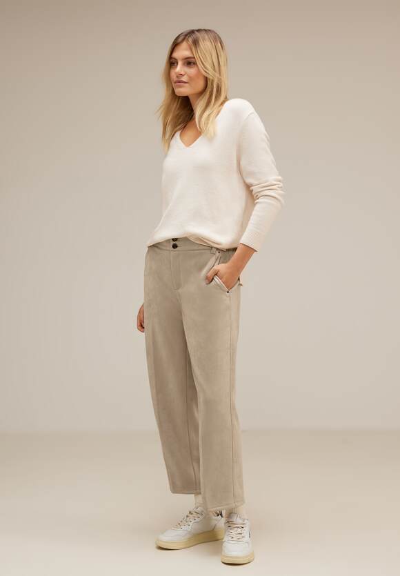 Casual Fit | Bleached Dull STREET ONE Velours Damen Online-Shop - Hose ONE Sand STREET