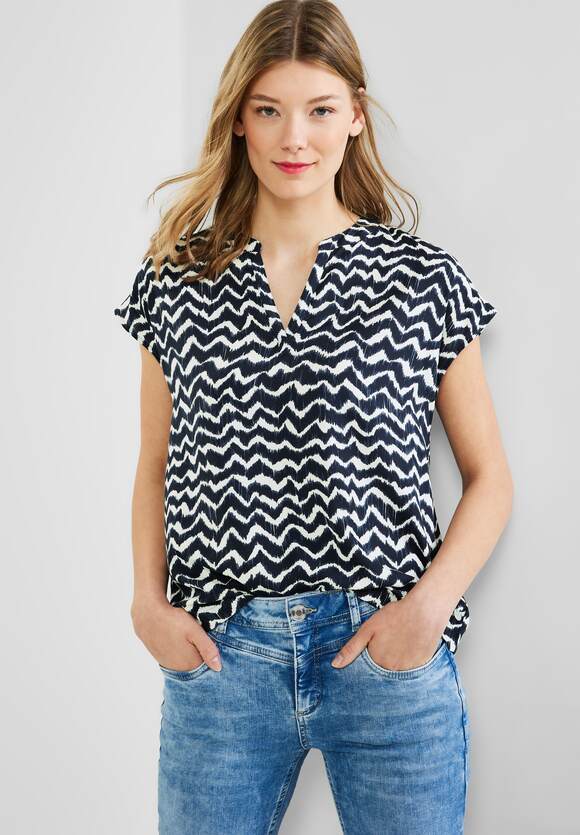 STREET ONE Shirtbluse mit Print Damen - Deep Blue | STREET ONE Online-Shop