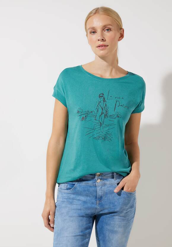 Schimmerprint mit Online-Shop ONE ONE T-Shirt STREET Damen | STREET Green Lagoon -