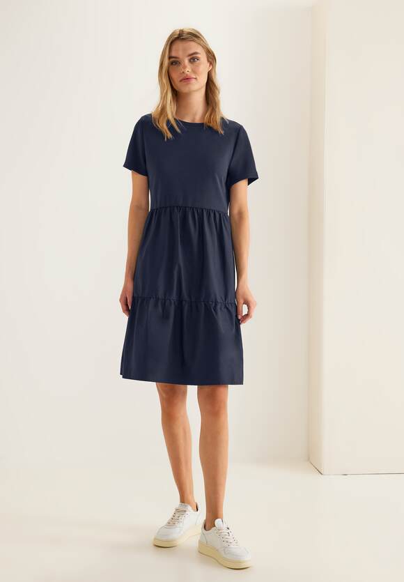STREET ONE Blue STREET Kleid Materialmix - Volant Damen Deep mit ONE | Online-Shop