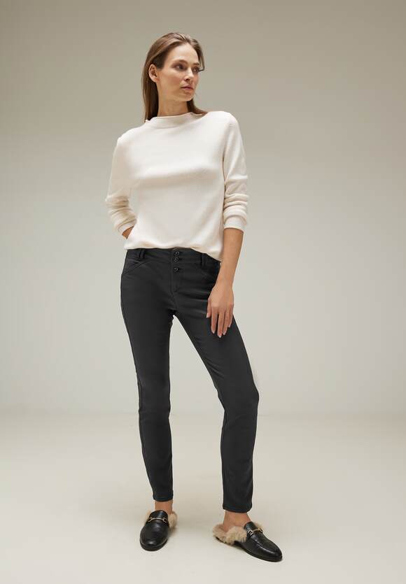 STREET ONE Coating Slim Fit Hose Damen - Style York - Black | STREET ONE  Online-Shop