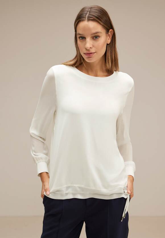 STREET ONE Damen Shirt - Chiffon White | Online-Shop Off STREET ONE