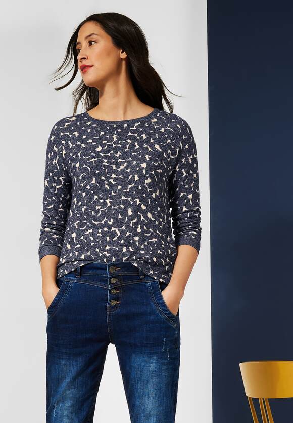 STREET ONE Shirt im Printmix Damen - Style Ellen - Deep Blue Melange | STREET  ONE Online-Shop