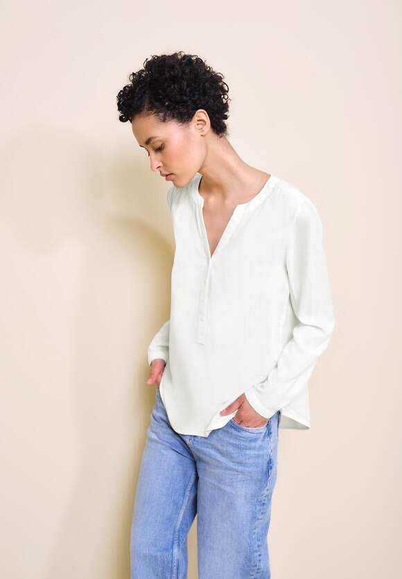 STREET ONE Basic Bluse in Unifarbe Damen - Style Bamika - Off White | STREET  ONE Online-Shop | Hemdblusen