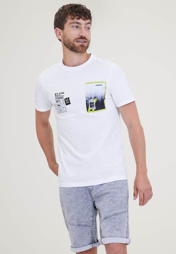 STREET ONE MEN White ONE im | - Online-Shop Herren Printmix T-Shirt STREET