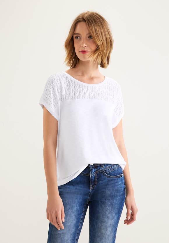 STREET ONE T-Shirt mit Spitzendetails Damen - Style Vianna - White | STREET  ONE Online-Shop