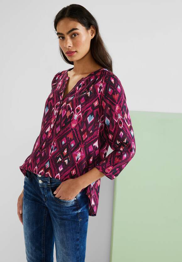 STREET ONE Ikat Bluse mit 3/4 Ärmel Damen - Style Bamika - Tamed Berry | STREET  ONE Online-Shop