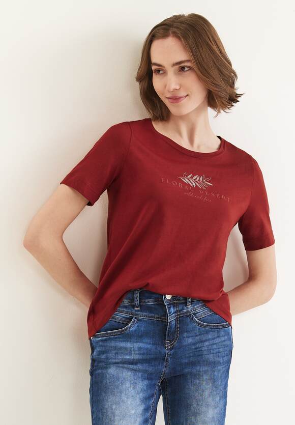 STREET ONE Basic Partprint T-Shirt Damen - Foxy Red | STREET ONE Online-Shop