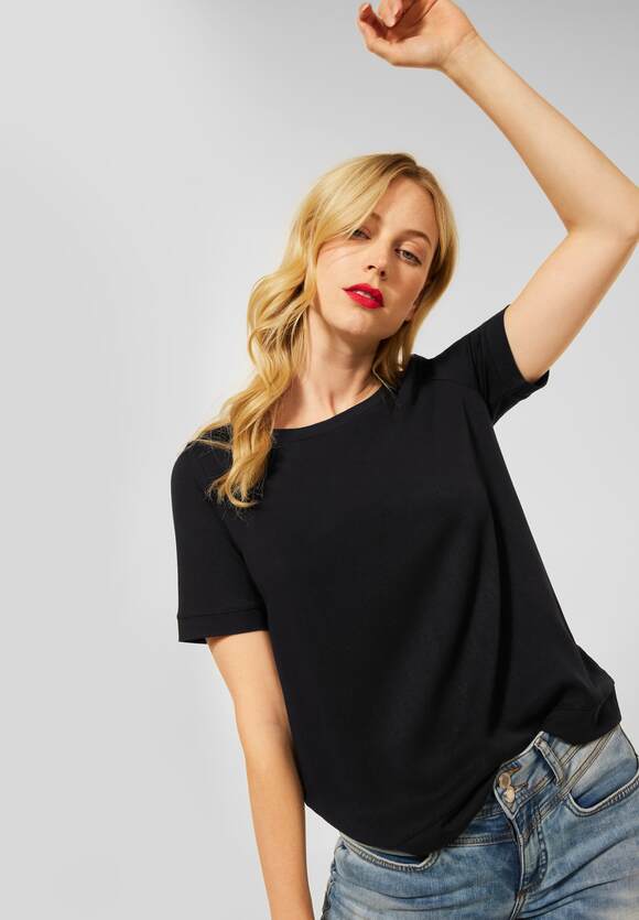 STREET ONE T-Shirt STREET | Online-Shop - Damen Black ONE im Materialmix
